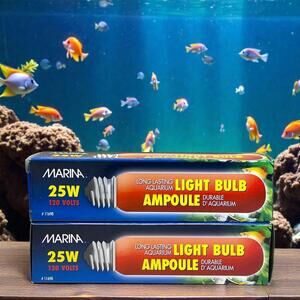 Lot of 2 Marina 25W Red Aquarium Light Bulbs 120V Long Lasting Fish Tank Lightin